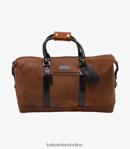 Loake 26804V223 Cornwall Weekend Bag Brown Waxed Suede Leather