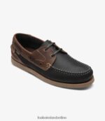 Loake 26804V76 Lymington Navy Brown Nubuck Boat Shoes - Image 2