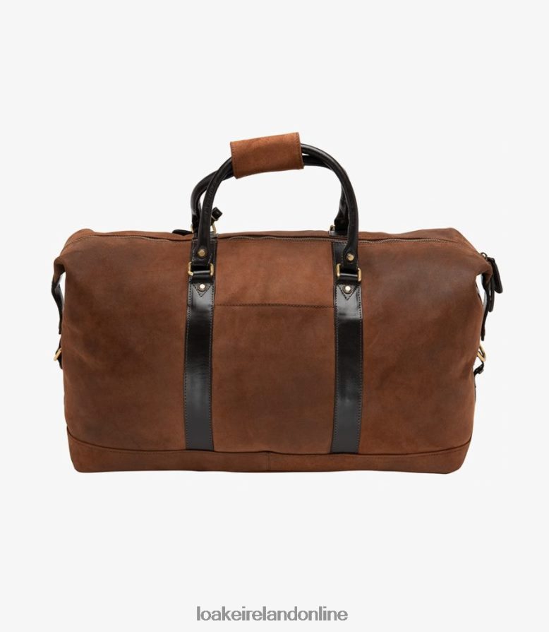 Loake 26804V223 Cornwall Weekend Bag Brown Waxed Suede Leather